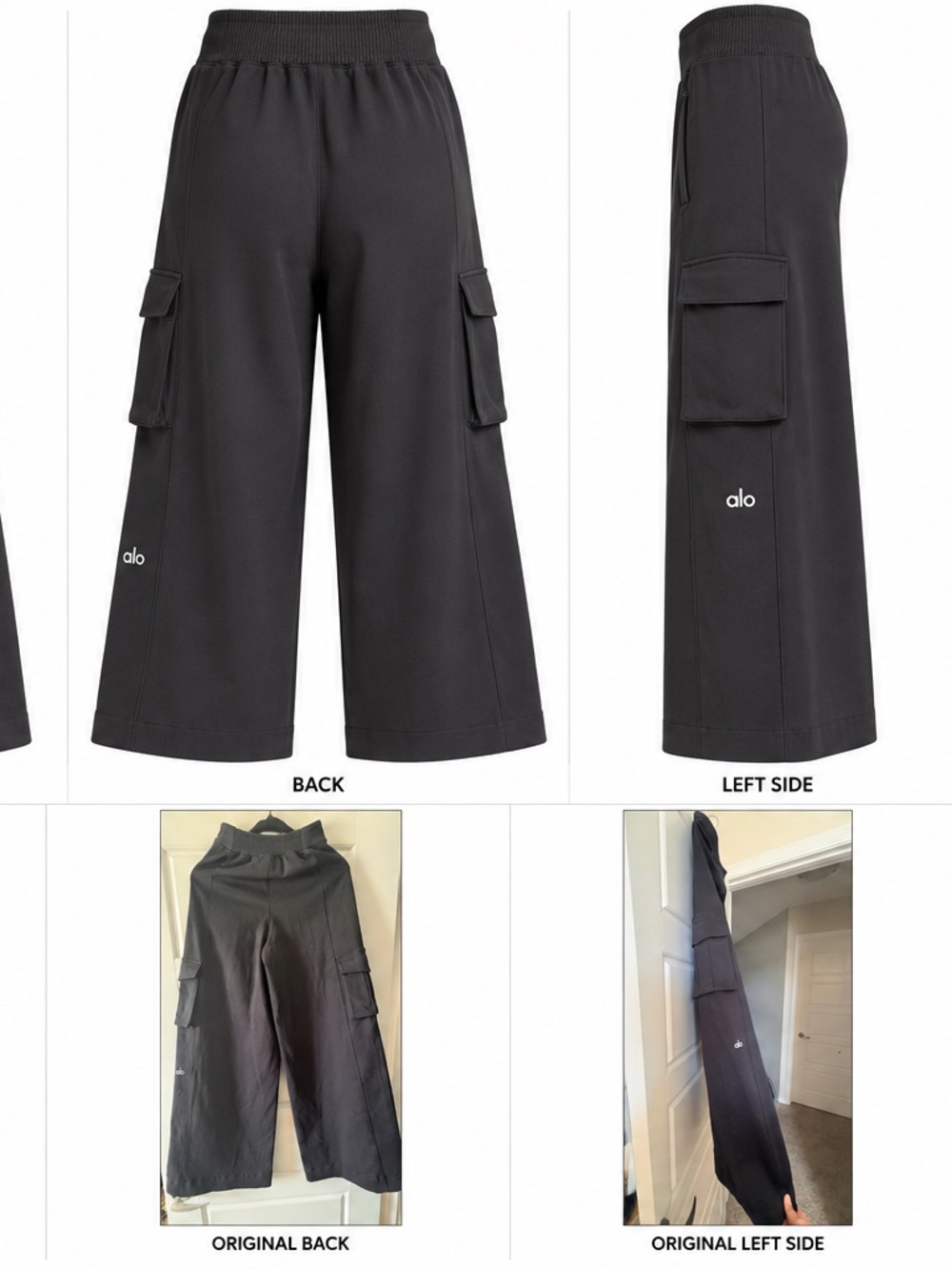 ALO cargo pants wide leg  Black Wide-Leg Cargo Culottes